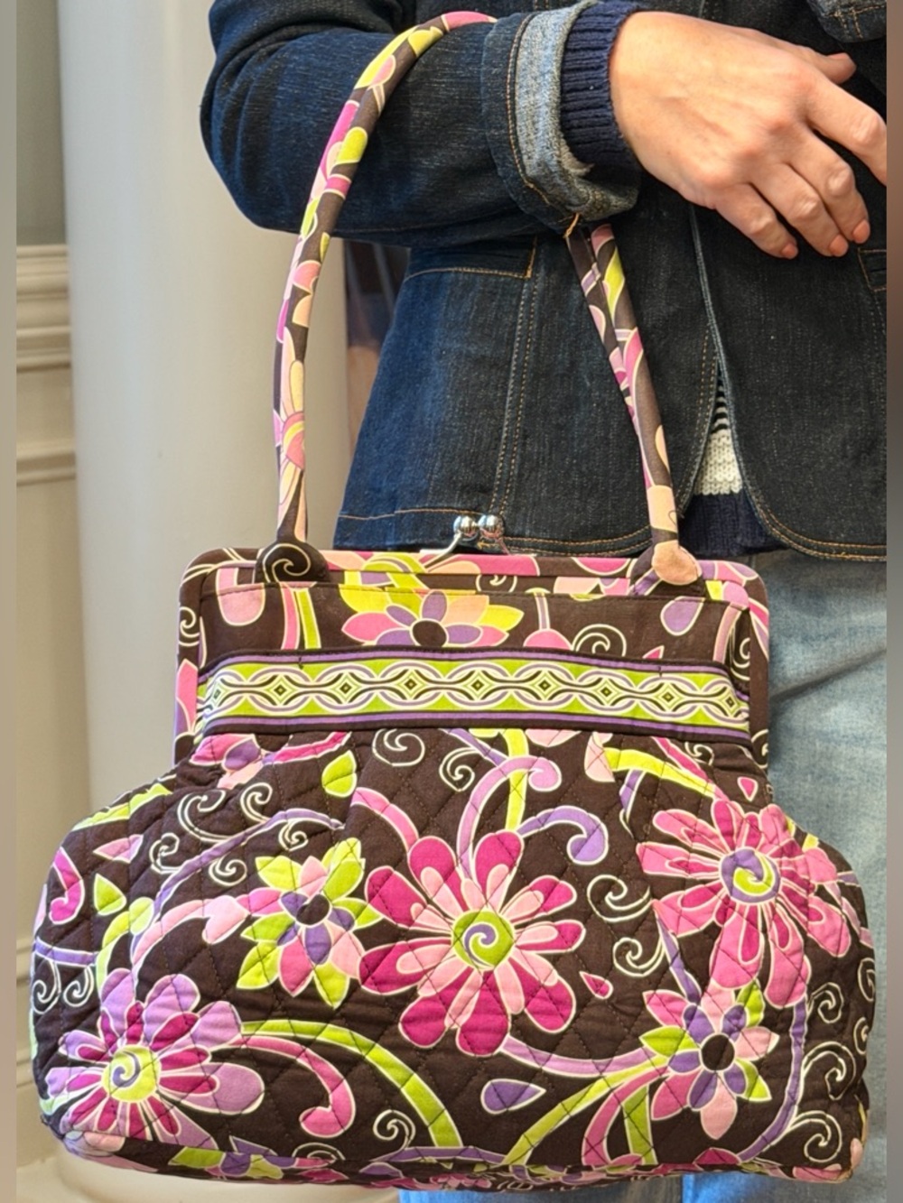 Vera Bradley Boho Y2K Retired Floral Kiss Lock Shoulder Bag (VGUC)